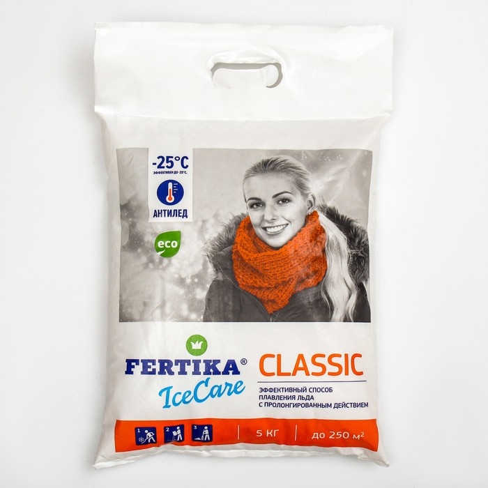 Противогололёдный реагент Fertika IceCare Classic,  -25С    5 кг Противогололёдный реагент Fertika IceCare Classic,  -25С    5 кг