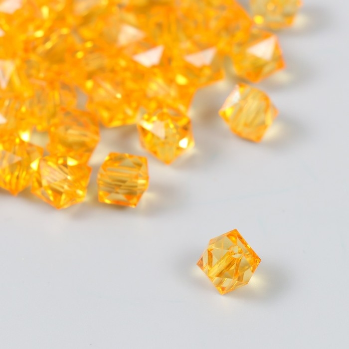 Бусины пластик Бусины пластик "Кристалл многогранник. Янтарный" прозрачный набор 20 гр 1х1х1 см