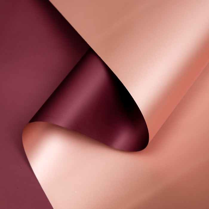 Пленка матовая для цветов, двухсторонняя, Пленка матовая для цветов, двухсторонняя, "Зефир", бордовый- бежевый, 57 см х 5 м