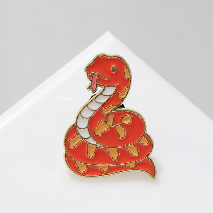 Новый год! Символ года 2025! Значок «Змейка», цвет оранжевый в золоте Новый год! Символ года 2025! Значок «Змейка», цвет оранжевый в золоте