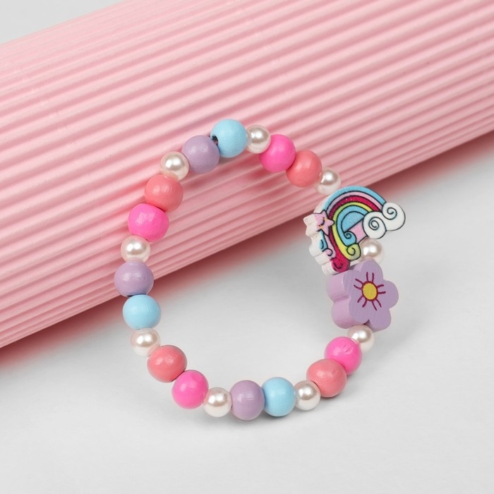 Браслет детский «Выбражулька» радуга кудрявая и цветок, цветной