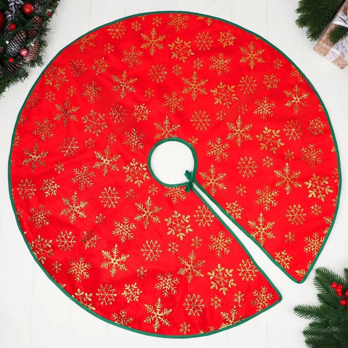 Полянка под ёлку Полянка под ёлку "Уютная сказка" снежинка голд, d-87 см, красный