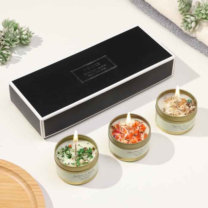 Набор свечей ароматических Набор свечей ароматических "Aromatic Candle Deluxe", английская груша и фрезия, 3 шт