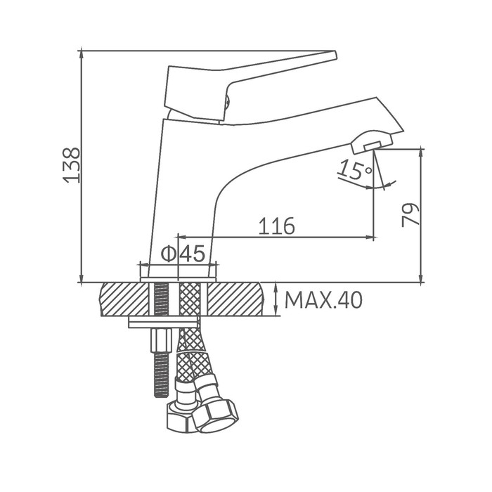Смеситель для раковины Accoona A90300F, однорычажный, латунь, черный Смеситель для раковины Accoona A90300F, однорычажный, латунь, черный