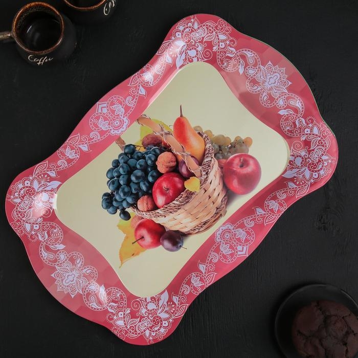 Поднос из нержавеющей стали «Бахмал», 38×24,7 см, рисунок МИКС Поднос из нержавеющей стали «Бахмал», 38×24,7 см, рисунок МИКС