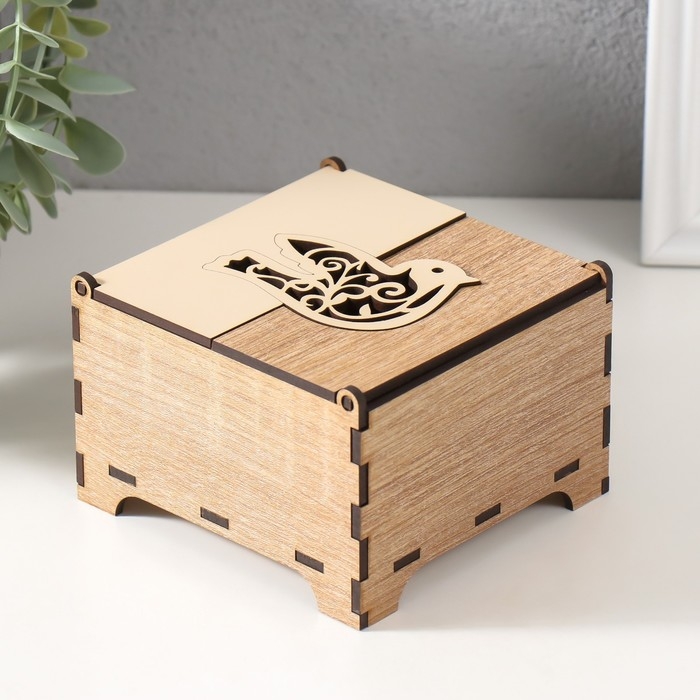 Шкатулка комбинированная  Шкатулка комбинированная "Птица" 10,5х10х7 см