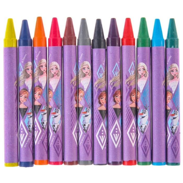 Восковые карандаши, набор 12 цветов, Восковые карандаши, набор 12 цветов, "Эльза и Анна", Холодное сердце
