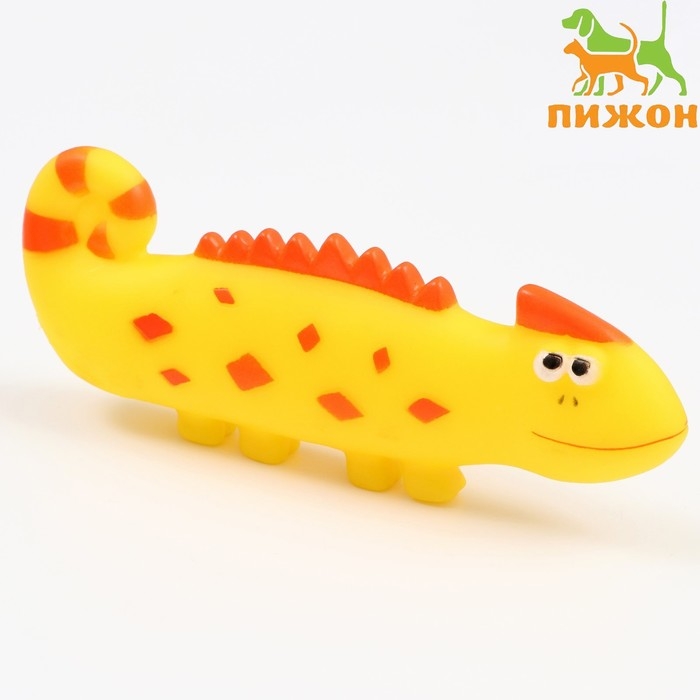 Игрушка пищащая  Игрушка пищащая "Хамелеон" для собак, 19 см, жёлтая