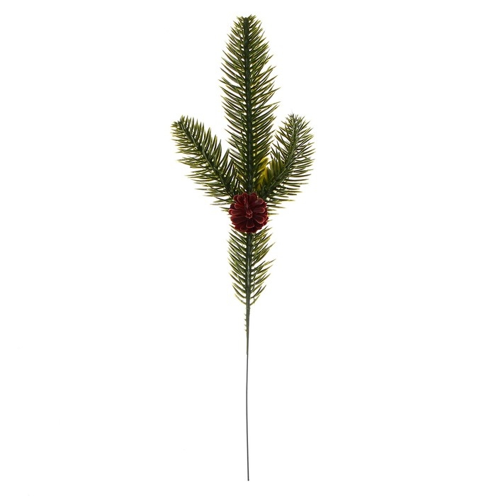 Декор «Веточка ели с шишкой», набор 4 шт., размер 1 шт. — 28 см Декор «Веточка ели с шишкой», набор 4 шт., размер 1 шт. — 28 см