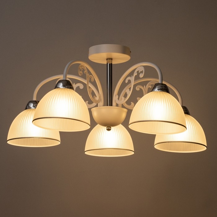 Люстра Люстра "Лаура" 5х60Вт Е27 Белый, хром 59х27х20см