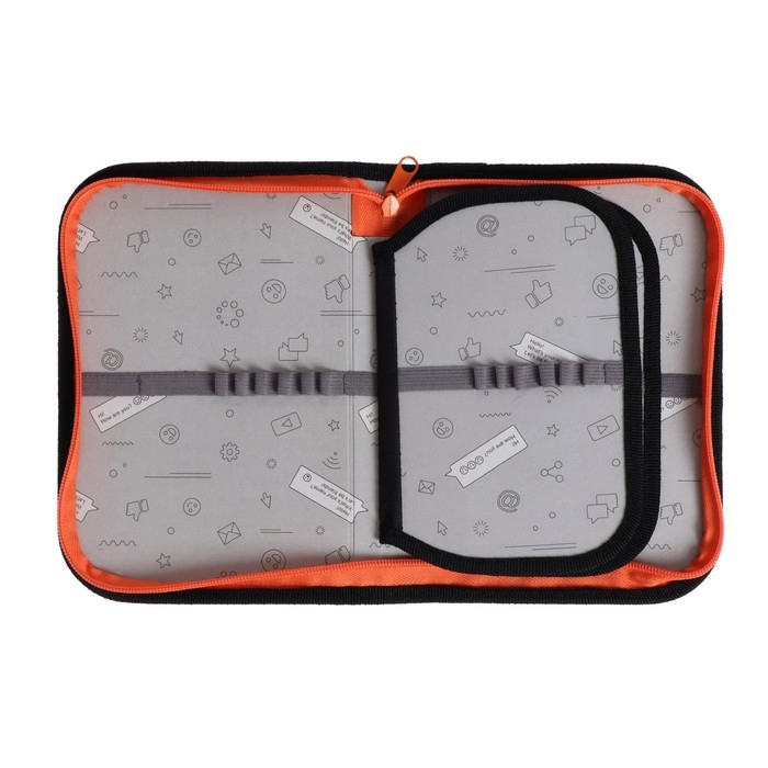 Пенал 3 секции, вкладка внутри, 140 х 210 х 40 мм, тканевый, Calligrata TOP Block Пенал 3 секции, вкладка внутри, 140 х 210 х 40 мм, тканевый, Calligrata TOP Block "Скелетики"