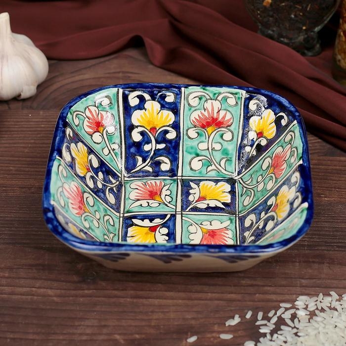 Салатница Риштанская Керамика Салатница Риштанская Керамика "Цветы", 14 см, микс