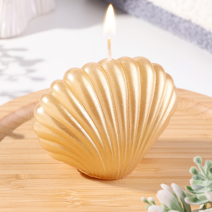Свеча фигурная лакированная  Свеча фигурная лакированная "Ракушка", 3,2х4,5 см, золото