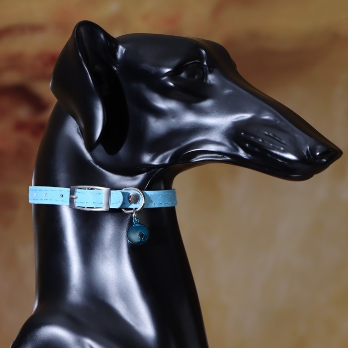 Ошейник Ошейник "Сияние" с бусиной и бубенчиком, 29 х 1 см, ОШ 21-26, голубой