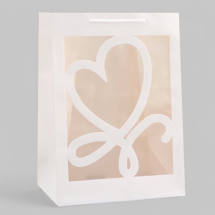 Пакет подарочный с фигурным окном, 25 х 18 х 35 см, белый Пакет подарочный с фигурным окном, 25 х 18 х 35 см, белый