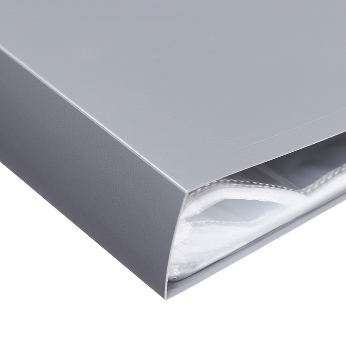 Папка с 100 вкладышами А4, 700 мкм, Calligrata, текстура Папка с 100 вкладышами А4, 700 мкм, Calligrata, текстура "песок", серая