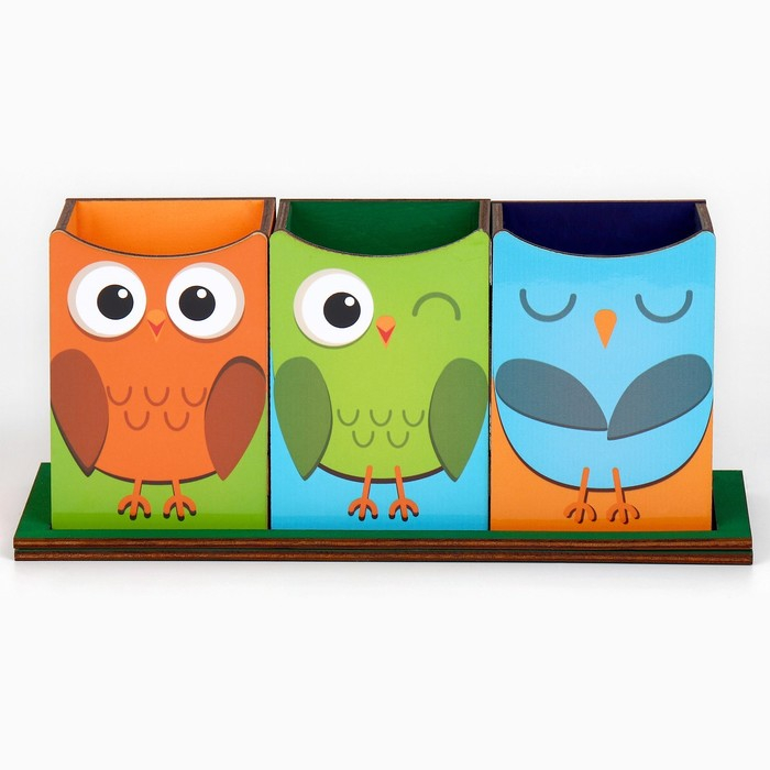 Органайзер для канцелярии тройной, на подставке «Сова», 6,5 х 6,3 х 9,2 см Органайзер для канцелярии тройной, на подставке «Сова», 6,5 х 6,3 х 9,2 см