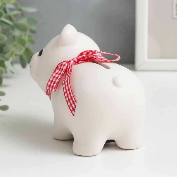 Копилка керамика Копилка керамика "Белый мишка с бантом" 10х11х6,3 см