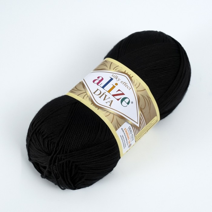 Пряжа "Diva" 100% микрофибра 350м/100гр (60 черный)