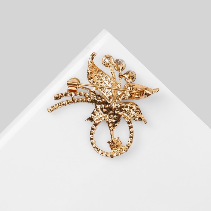 Брошь «Цветок» солнечный, цвет радужно-белый в золоте Брошь «Цветок» солнечный, цвет радужно-белый в золоте