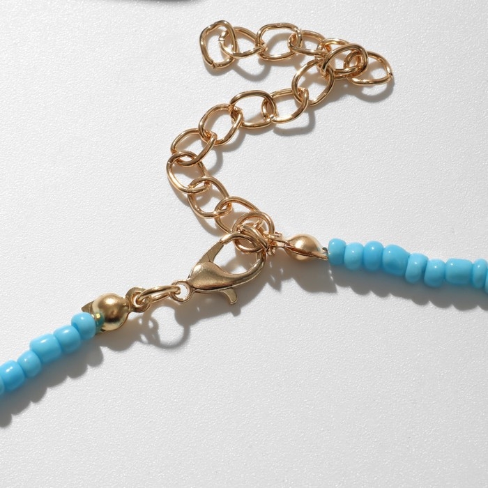 Чокер «Ракушка», цвет бело-голубой в золоте, 42 см Чокер «Ракушка», цвет бело-голубой в золоте, 42 см