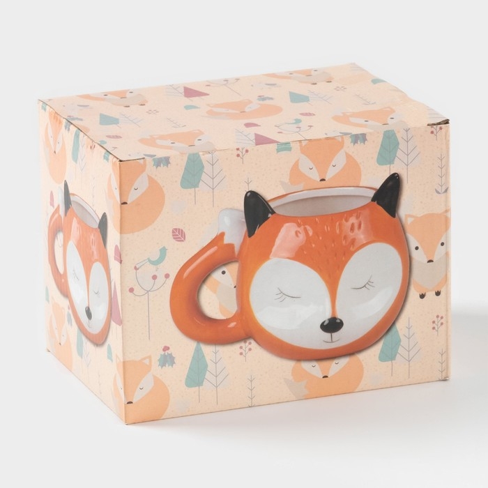 Кружка керамическая &laquo;Лисёнок&raquo;, 520 мл, цвет оранжевый