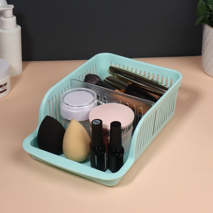 Органайзер для хранения косметических принадлежностей &laquo;Prestige&raquo;, 2 секции, 23 &times; 16,1 см, цвет мятный
