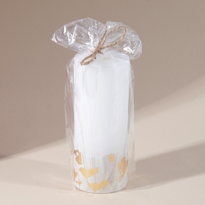 Свеча интерьерная белая с бетоном и поталью, 15 х 6 см Свеча интерьерная белая с бетоном и поталью, 15 х 6 см