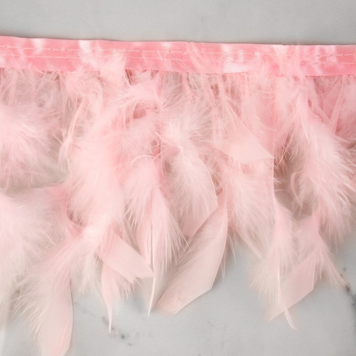 Тесьма с перьями индюка, 13-17 см, 5 ± 0,5 м, цвет розовый Тесьма с перьями индюка, 13-17 см, 5 ± 0,5 м, цвет розовый