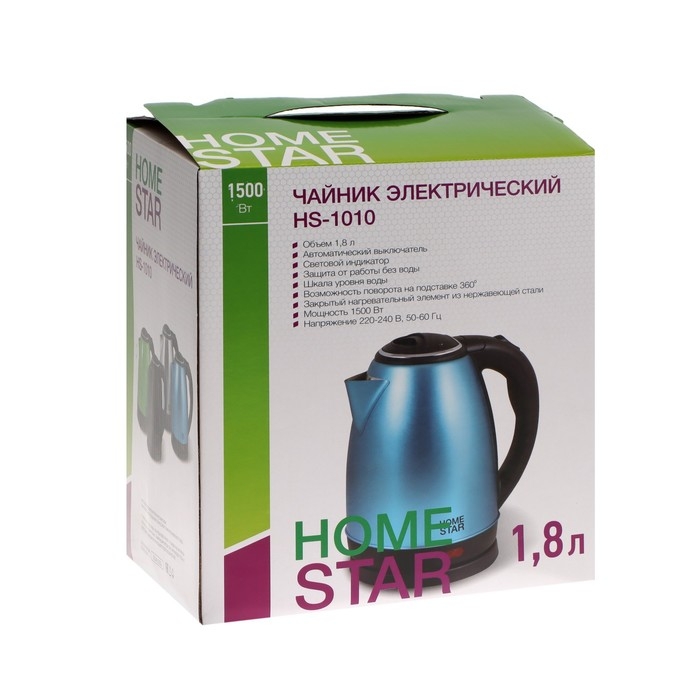 Чайник электрический Homestar HS-1010, металл, 1.8 л, 1500 Вт, чёрный Чайник электрический Homestar HS-1010, металл, 1.8 л, 1500 Вт, чёрный
