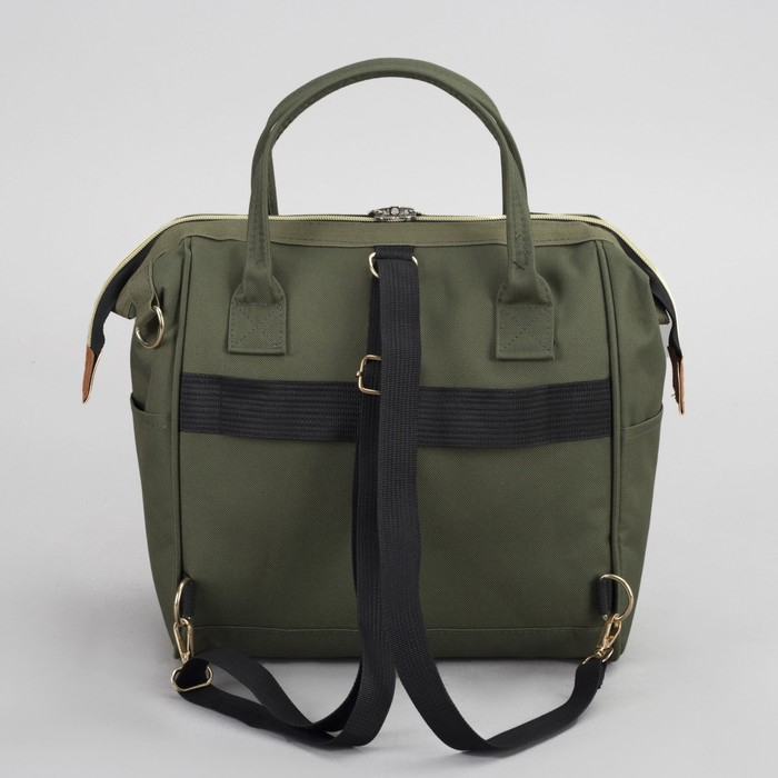 Сумка-рюкзак 2 в 1 на колёсах 18 Сумка-рюкзак 2 в 1 на колёсах 18", отдел на молнии, наружный карман, цвет зелёный