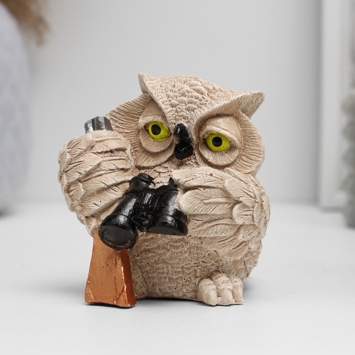 Фигура Фигура "Сова с биноклем" бежевая, 8х10х6см