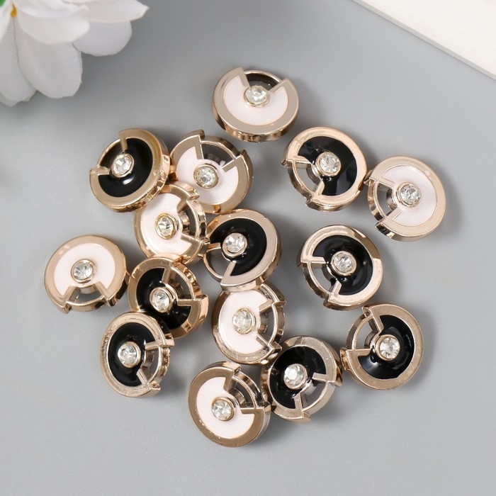 Пуговицы пластик для творчества на ножке Пуговицы пластик для творчества на ножке "Круг, циркуль. Страза" набор 15 шт МИКС 1,5х1,5 см 94135