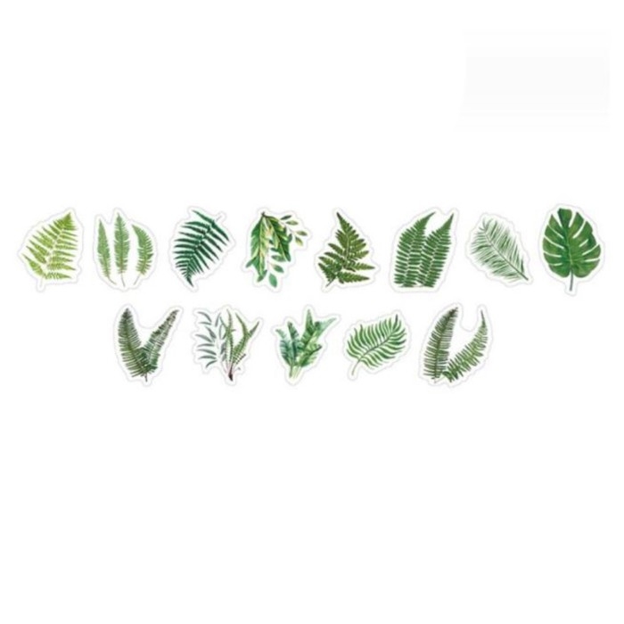 Наклейка бумага Наклейка бумага "Тропические листы" d=3 см 100 шт в рулоне 3,5х3,5 см