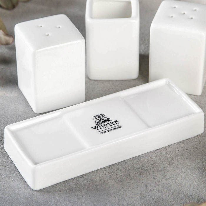 Набор фарфоровый для специй Wilmax, 3 предмета: солонка 60 мл, перечница 60 мл, ёмкость для зубочисток, цвет белый Набор фарфоровый для специй Wilmax, 3 предмета: солонка 60 мл, перечница 60 мл, ёмкость для зубочисток, цвет белый