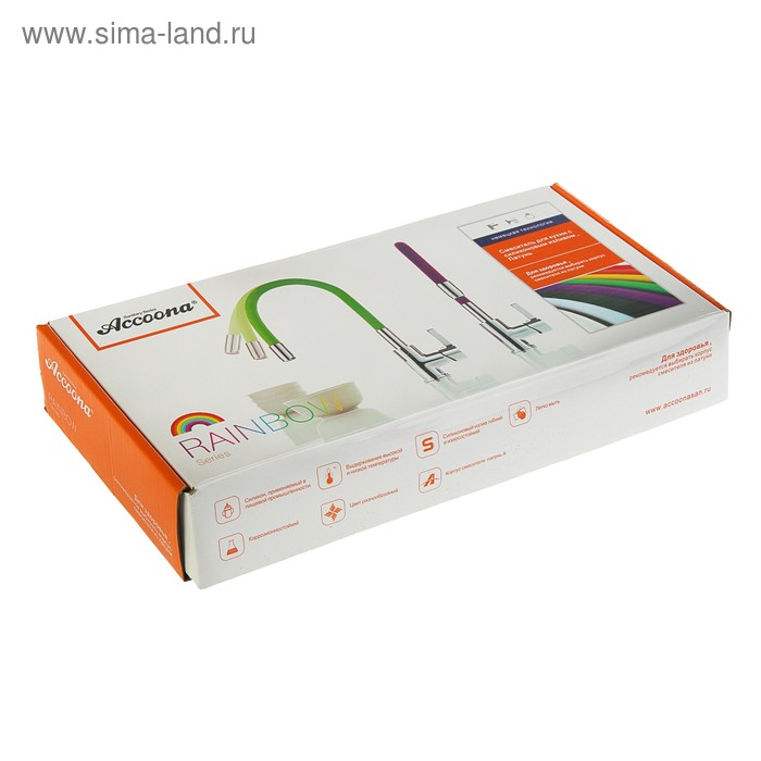 Смеситель для кухни Accoona A9890M, однорычажный, силиконовый излив, синий/хром Смеситель для кухни Accoona A9890M, однорычажный, силиконовый излив, синий/хром