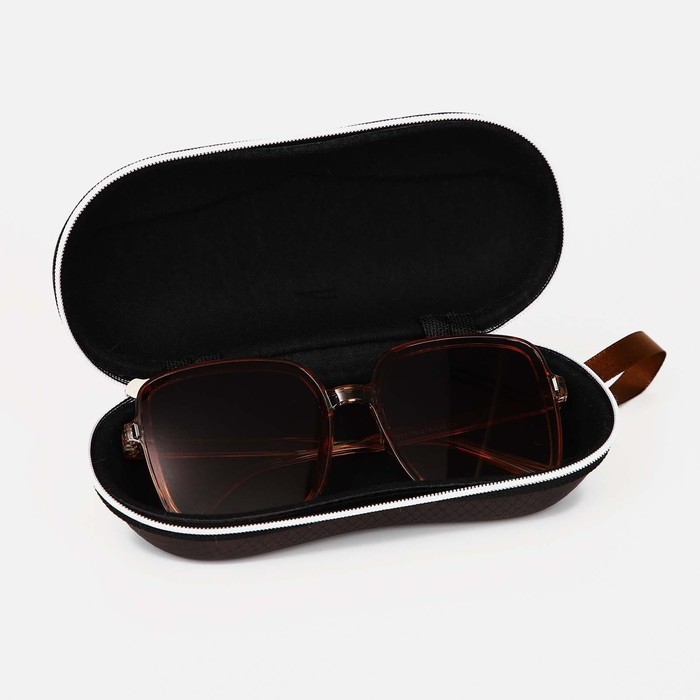 Футляр для очков на молнии, длина 17 см, цвет коричневый Футляр для очков на молнии, длина 17 см, цвет коричневый