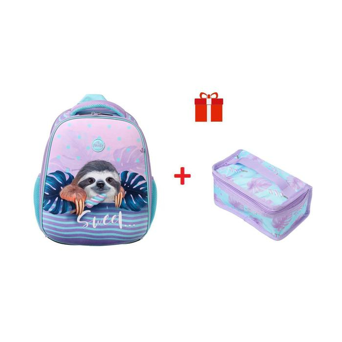 Рюкзак каркасный, Hatber, Ergonomic Plus, 38 х 29 х 16, с термосумкой, «Милый ленивец» Рюкзак каркасный, Hatber, Ergonomic Plus, 38 х 29 х 16, с термосумкой, «Милый ленивец»