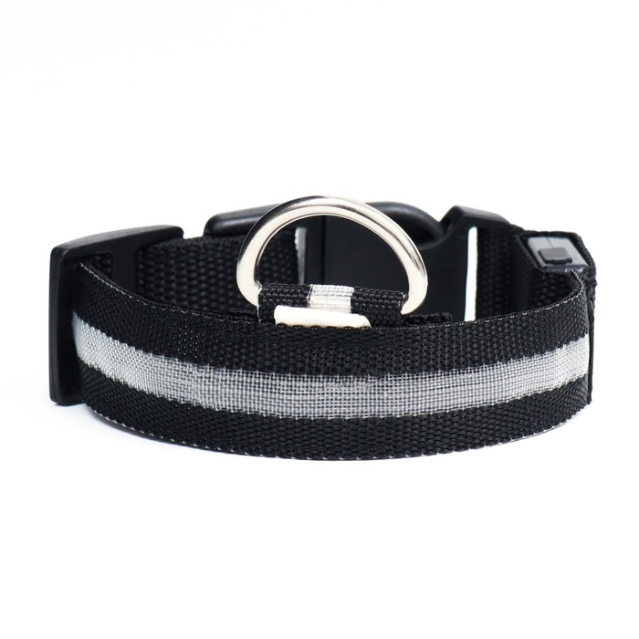 Ошейник с подсветкой размер S, ОШ 35-43 х 2,5 см, 3 режима свечения чёрный Ошейник с подсветкой размер S, ОШ 35-43 х 2,5 см, 3 режима свечения чёрный