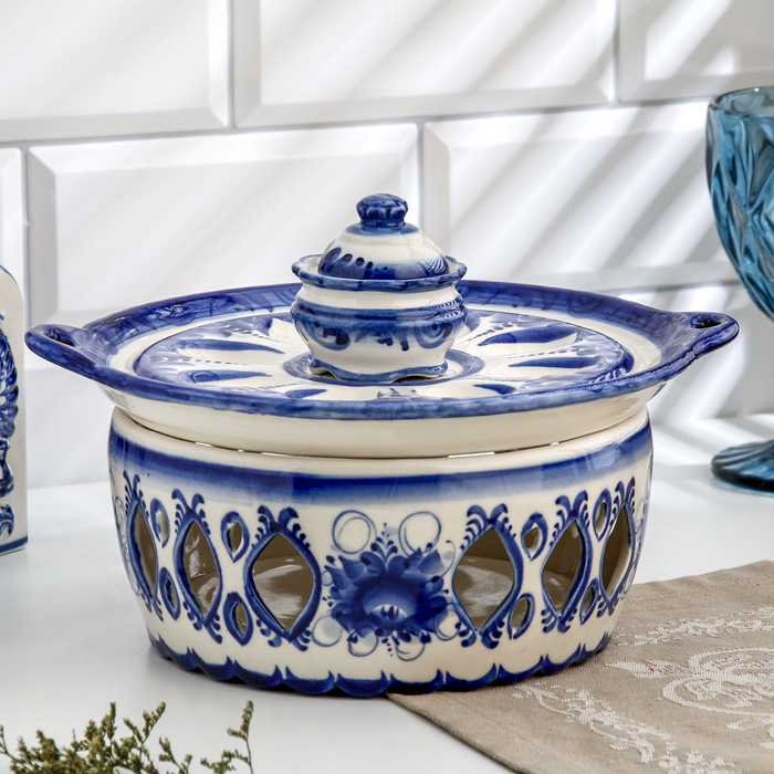 Подставка для яиц Подставка для яиц "Куличница", гжель, фарфор, 25х11 см