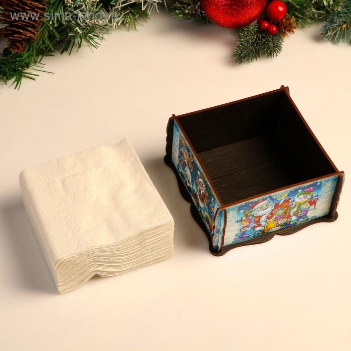 Салфетница Квадрат Новогодние герои, 14х14х7,3 см Салфетница Квадрат Новогодние герои, 14х14х7,3 см