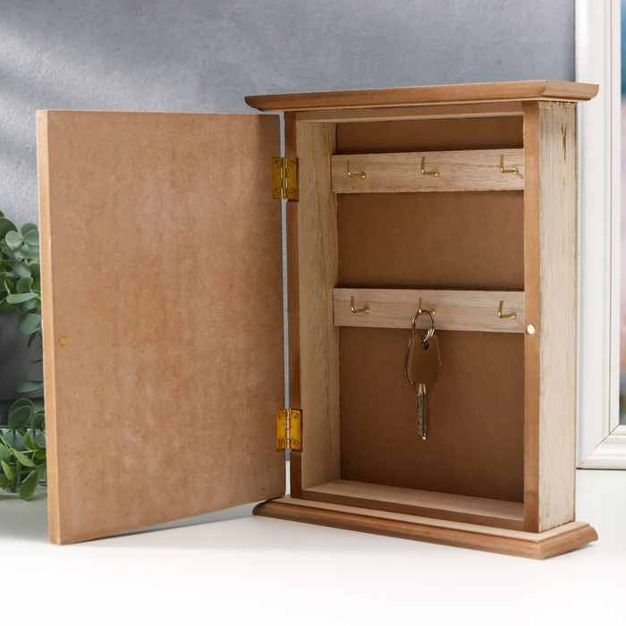 Ключница дерево 6 крючков Ключница дерево 6 крючков "Белые пальмовые листья" 25,5х20,5х6,5 см МИКС