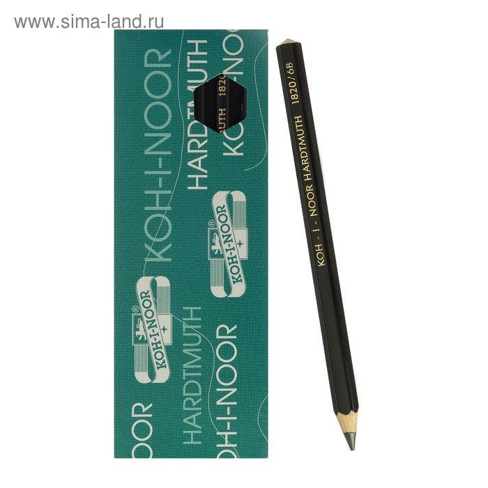 Карандаш утолщенный чернографитный 5.6 мм, Koh-I-Noor Jumbo Black Star 1820 6B, L=175 мм Карандаш утолщенный чернографитный 5.6 мм, Koh-I-Noor Jumbo Black Star 1820 6B, L=175 мм