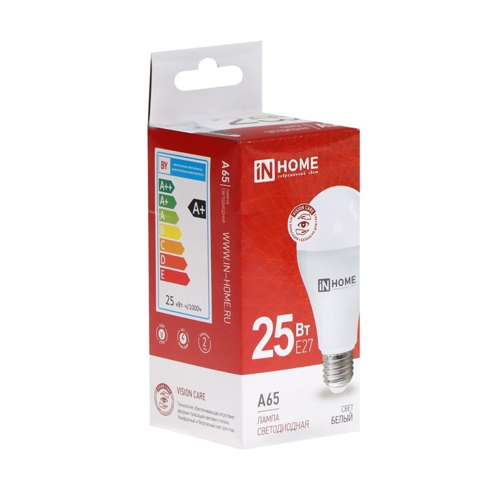 Лампа светодиодная IN HOME LED-A65-VC, Е27, 25 Вт, 230 В, 4000 К, 2250 Лм Лампа светодиодная IN HOME LED-A65-VC, Е27, 25 Вт, 230 В, 4000 К, 2250 Лм