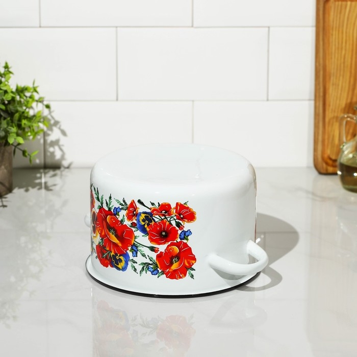 Кастрюля эмалированная «Маки Мечта», 2,9 л, индукция