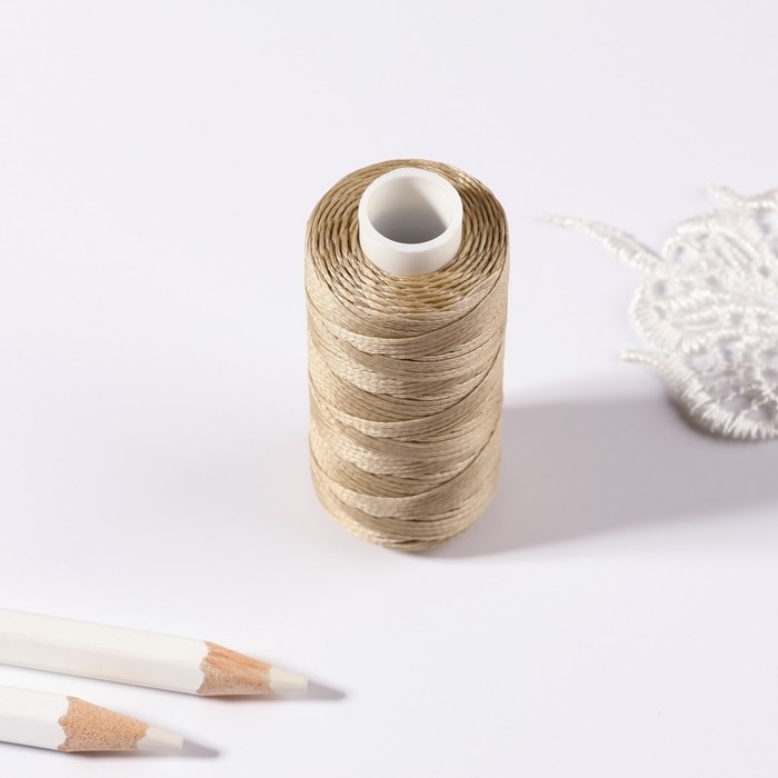 Нитки вощёные, плоские, 150D/16, 0,8 мм, 50 ± 2 м, цвет бежевый Нитки вощёные, плоские, 150D/16, 0,8 мм, 50 ± 2 м, цвет бежевый