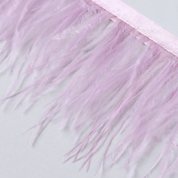 Тесьма с перьями страуса, 8-10 см, 5 ± 0,5 м, цвет лавандовый Тесьма с перьями страуса, 8-10 см, 5 ± 0,5 м, цвет лавандовый