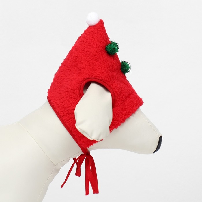 Новый год. Шапка для животных  Новый год. Шапка для животных "Колпак", размер L(ОМ 20 см, длина 20 см), красный