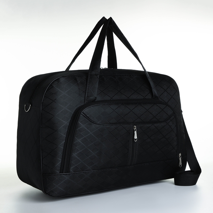 Сумка дорожная на молнии, наружный карман, длинный ремень, цвет чёрный Сумка дорожная на молнии, наружный карман, длинный ремень, цвет чёрный