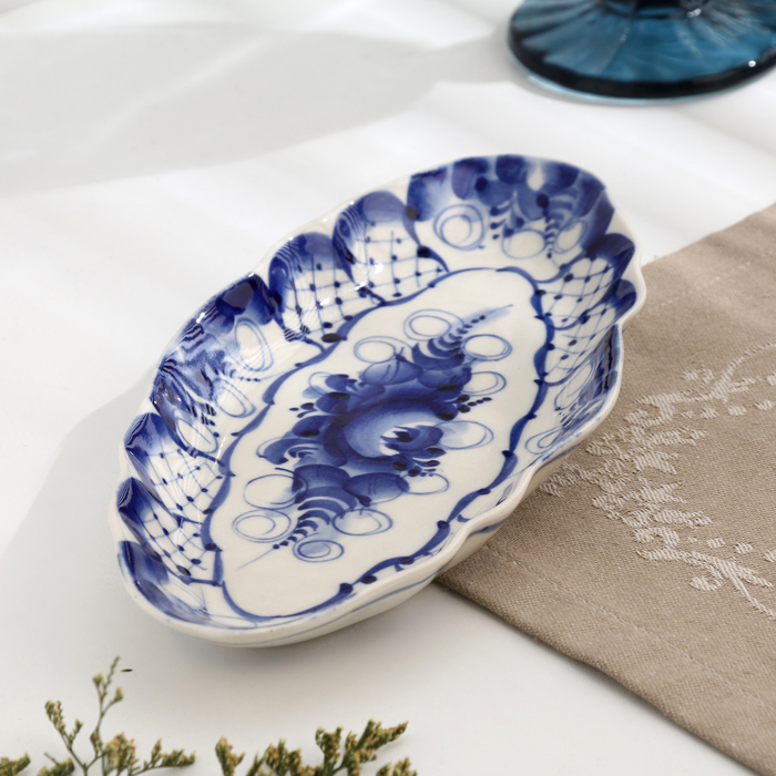 Селедочница малая, гжель, фарфор Селедочница малая, гжель, фарфор